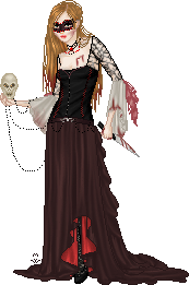 entry for a halloween dress up ball. I looooooove her (me), especially the skull.